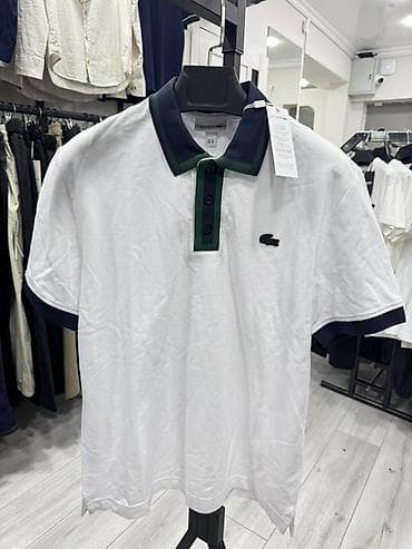 Рубашки: Мужская рубашка, L, XL, 2XL, Lacoste, Новый, цвет - Белый, Самовывоз — 1