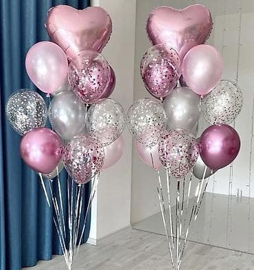 цветы на день рождения: Наборы воздушных шаров в розово‑серебристой гамме для оформления — 2