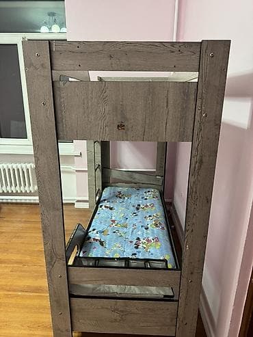 Стулья, табуретки: Двухъярусная детская кровать, ЛДСП, цвет - Серый — 2