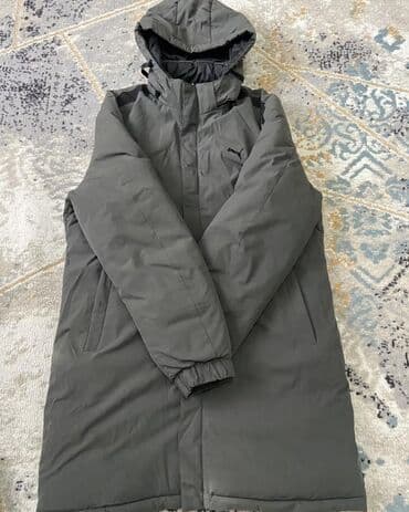 button куртка двухсторонняя: Зимняя удлинённая куртка Puma, двусторонняя (чёрная/тёмно-зелёная) — 5