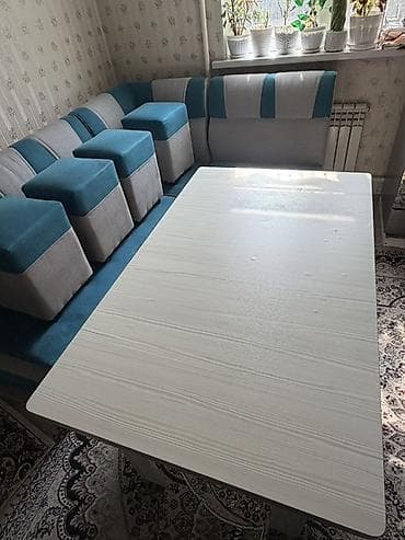 кухонные угол: Кухонный стол и стул, Самовывоз, цвет - Серый — 4