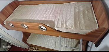 железные топчаны: Двухъярусная кровать с матрасами - Материал: ЛДСП под древесину — 1