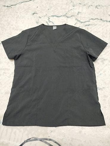 леопардовые вещи: Медицинский костюм (топ + брюки), темно‑серый цвет. - Топ: с — 3