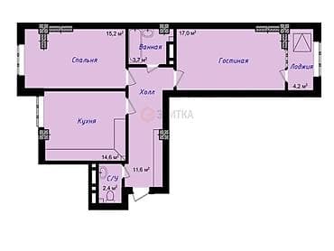 хайтек стиль дома: 2 комнаты, 68 м², Элитка, 4 этаж, Готовая ПСО (под самоотделку) — 1