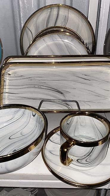 керамическая посуда: Набор столовой и чайной посуды из керамики/фарфора, серия декоративных — 2