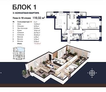 Строится, Элитка, 3 комнаты, 117 м² — 6