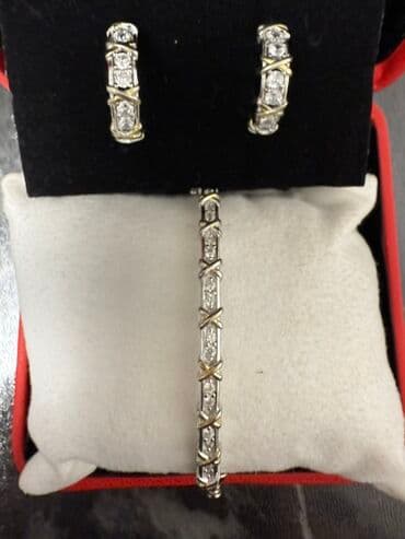 свадебное платье трансформер 2 в 1: Элегантный ювелирный набор из (Серебра 925 проб) браслет и серьги — 1