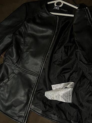 зара куртка женская: Кожаная куртка, Косуха, Экокожа, Приталенная модель, M — 5