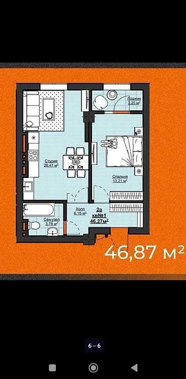 Квартиры: 1 комната, 47 м², Элитка, 8 этаж, Готовая ПСО (под самоотделку) — 2