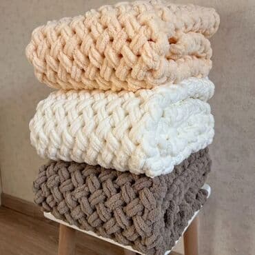 двуспальное одеяло из шерсти: Плед, Все сезоны, Вязаный — 2