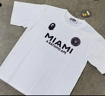 мусульманские одежда для мужчин: Футболки MIAMI A BATHING APE - Модели: черная с розовыми принтами и — 2