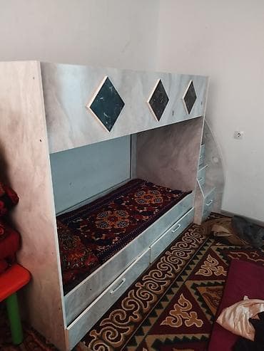 bunk bed: Двухъярусная детская кровать, ЛДСП, цвет - Серый — 2