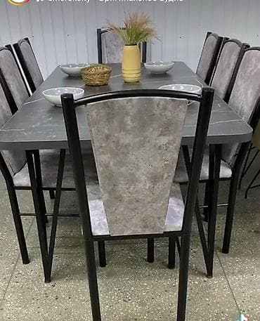 куонный гарнитур: Кухонный стол и стул, цвет - Серый — 1