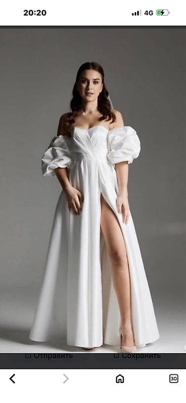 спортивные сумки из кожи: Свадебное платье, С корсетом, Атлас, А-силуэт, Б/у — 2