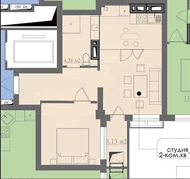 2 комнаты, 50 м², Элитка, 10 этаж, Готовая ПСО (под самоотделку)
