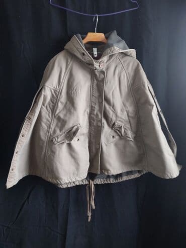 Пончо, Классика, Зима, Лен, С капюшоном