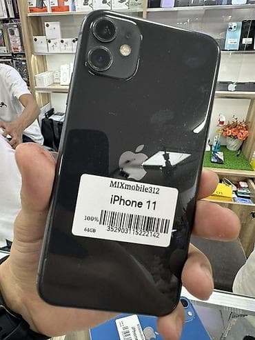 IPhone 11, Колдонулган, 64 ГБ, Кара, 100 %