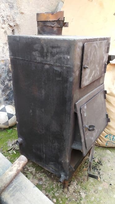 отопительные газовые котлы: Твердотопливная печь-камин (самодельная, стальная) - Прямоугольный — 5
