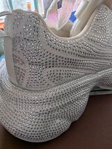 спартивки для девочек: Кроссовки с кристаллами, размер 38. - Цвет: белый, полностью — 3