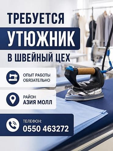 работа без опыта утюжник: Гладильщик, Район: Азия Молл — 1