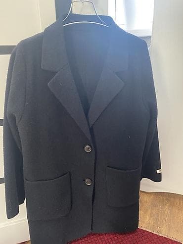 френч пальто женское: Черное женское пальто-пиджак из шерсти, Made in Italy. - Классический — 3