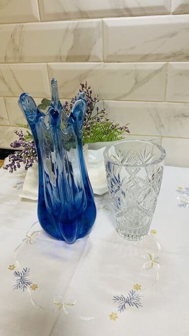 купить луковицы тюльпана: 💙интерьерные вазы из СССР Высокая ваза Арктик гнутое двухслойное — 3