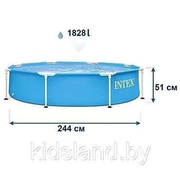 Спорт жана хобби: Каркасный бассейн Intex Metal Frame Pool 244 × 51 см - Объем: 1828 л — 2