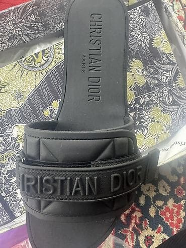 Женские шлёпанцы Christian Dior - Цвет: чёрный - Брендинг: объёмная
