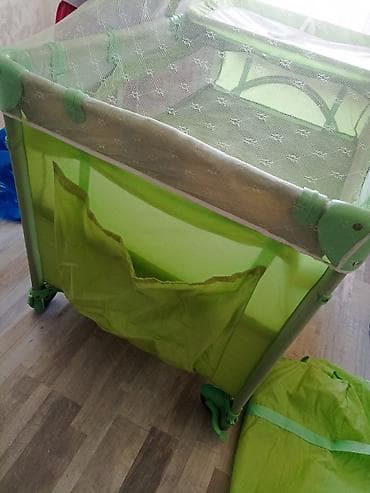 коляска манеж: Детская коляска и складная кроватка-манеж 2-в-1, зеленый цвет — 4