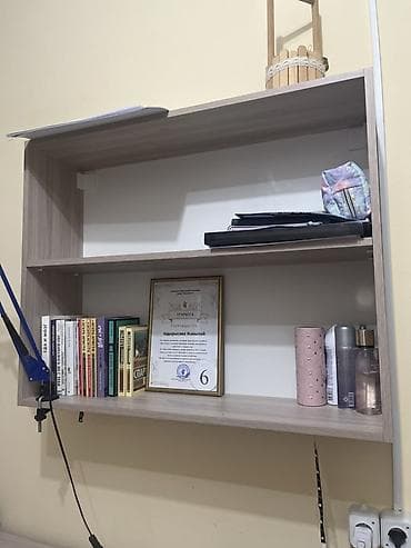 study table: Письменный стол с навесной полкой - Цвет/декор: светлый дуб/ясень — 5