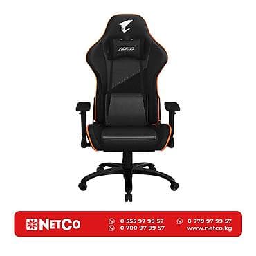 90: Игровое кресло GIGABYTE BLACK 4D Armrest 65mm wheels PVC Leather — 1