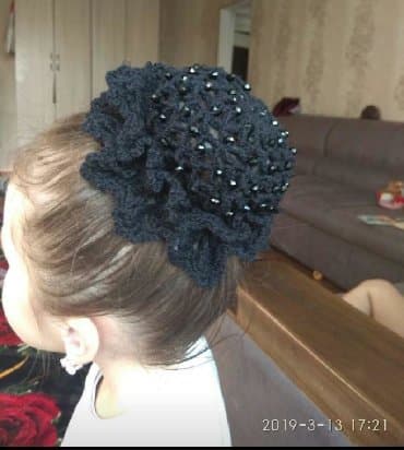 купить золотые серьги с жемчугом: Вязаные дульки (сеточки)для волос,для занятий танцами, гимнастикой и — 2