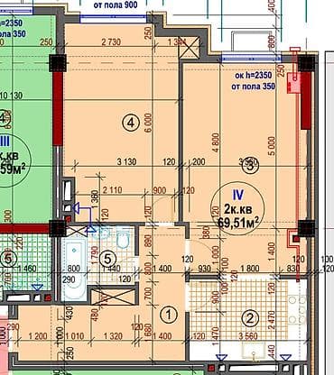 Квартиры: 2 комнаты, 67 м², Элитка, 9 этаж, ПСО (под самоотделку) — 2