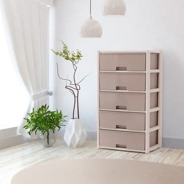 прикроватные тумбочки размеры: Комод для одежды, Новый, Без зеркала, Пластик, цвет - Бежевый, Платная доставка — 1