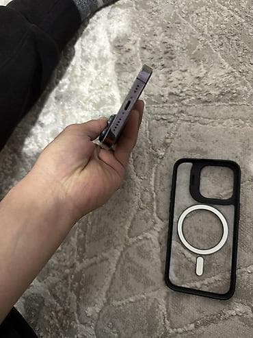 ми 14: IPhone 14 Pro, Б/у, 128 ГБ, Deep Purple, Чехол, 82 % — 6
