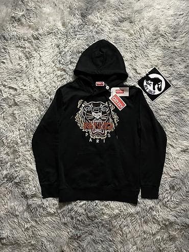 Худи Kenzo Tiger Hoodie, черное - Фирменная модель с вышитой эмблемой
