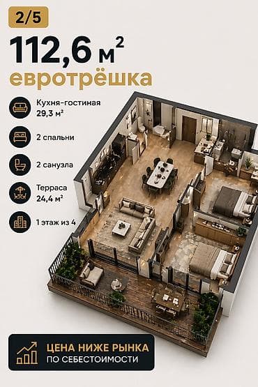 Батирлер: 2 бөлмө, 112 м², Элитка, 1 кабат — 2