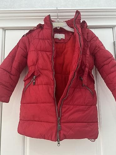 nike tech: Детская зимняя куртка-пуховик, красная. Производство Корея. - Длина — 2