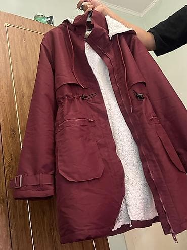 женская парк со съёмным: Пуховик, Короткая модель, С капюшоном, XL — 1