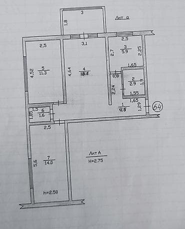Недвижимость: 3 комнаты, 58 м², 3 мкр 104 серия, 4 этаж, Евроремонт — 5