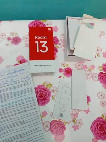 кабель телефонный: Redmi, Redmi 13, Новый, 256 ГБ, цвет - Черный, 2 SIM — 1