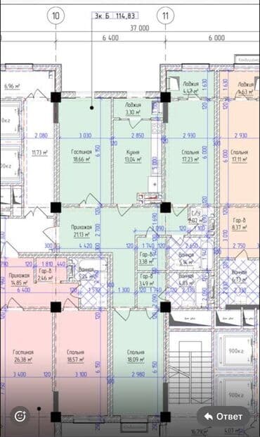 продается 3 комнатная квартира политех: 3 комнаты, 114 м², Элитка, 2 этаж, ПСО (под самоотделку) — 3