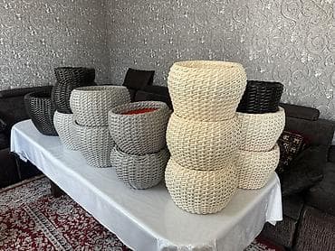 Плетёные кашпо для дома и сада - Материал: ротанг/пластик под ротанг at lalafo.kg Плетёные кашпо для дома и сада - Материал: ротанг/пластик под ротанг