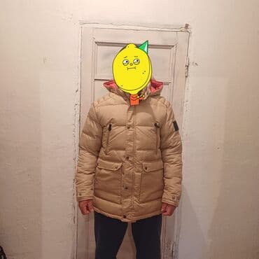 купить женский пуховик большого размера: Зимняя мужская куртка-пуховик с капюшоном - Цвет: бежевый (песочный) — 3