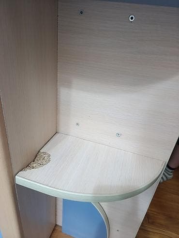 письменный: Двухъярусная детская кровать, Б/у, ЛДСП, цвет - Голубой — 6