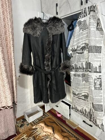 Дубленка, Классическая модель, Италия, По колено, С капюшоном