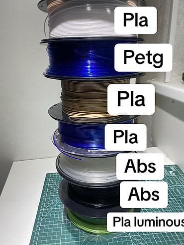 Өндүрүш үчүн жабдуулар: Продаю 7 рулонов пластика для 3D-принтера. Состав: * PLA светящийся — — 1