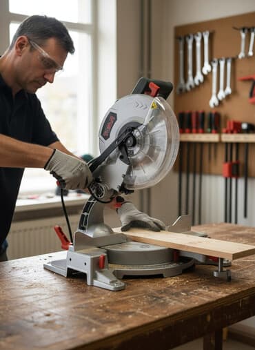 торцовочная пила с протяжкой: Электрическая торцовочная пила TOНLI ПТ-2200/255 с диском диаметром — 1