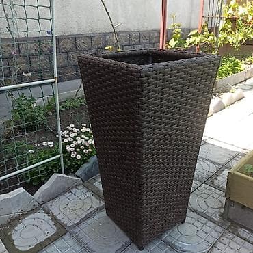подвесной стол: Высокий уличный кашпо/вазон из искусственного ротанга - Форма — 2