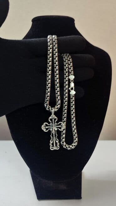 свадебные наборы ручной: Серебряные комплекты Цепь+ Крест Серебро 925-960 проба 100% Ручная — 5